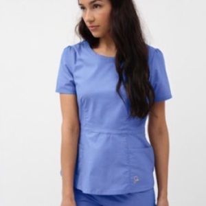 Jaanuu Ceil blue Peplum scrub top